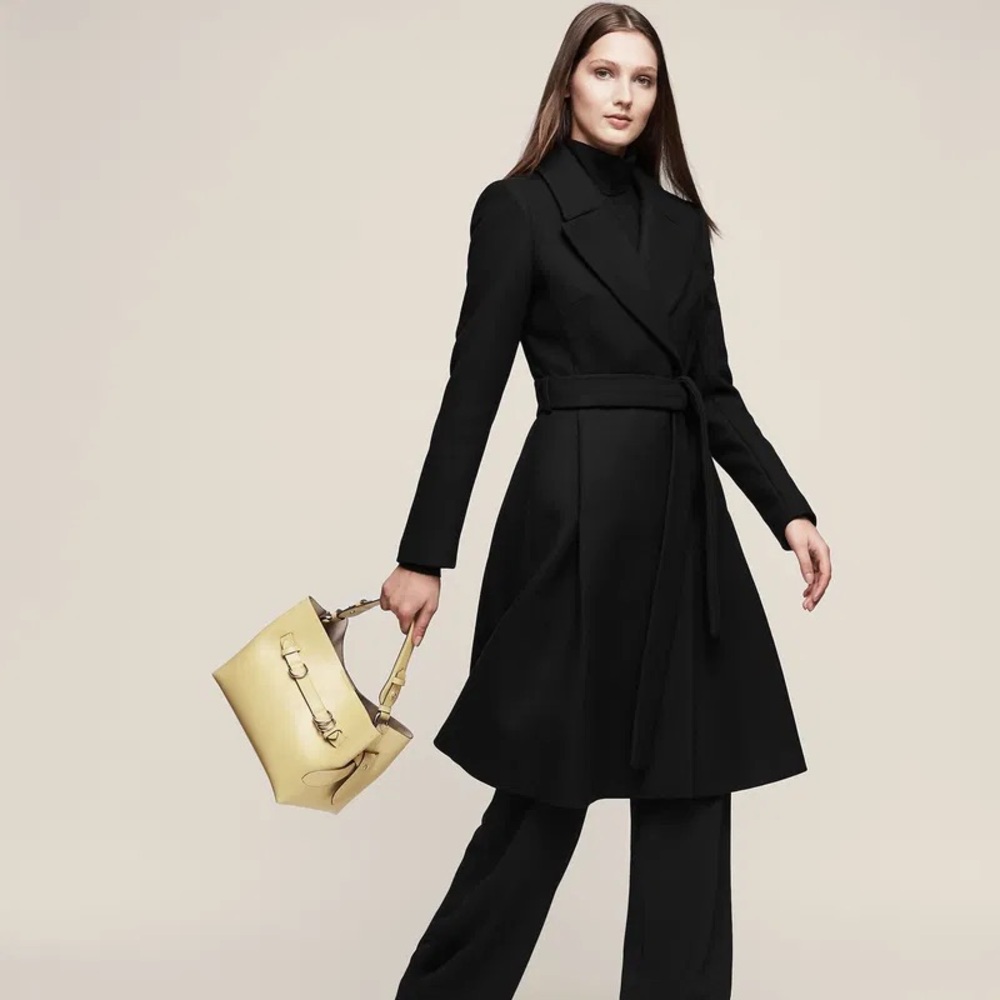 REISS Halle wrap coat size US 4 / UK 8 in black